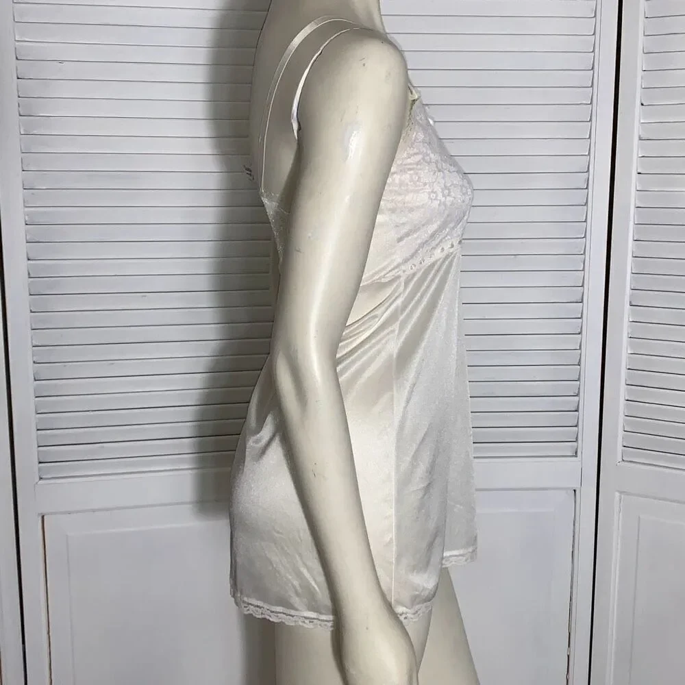 Vintage ILGWU‎ White Empire Waist Short Slip Dress Big Girls 14